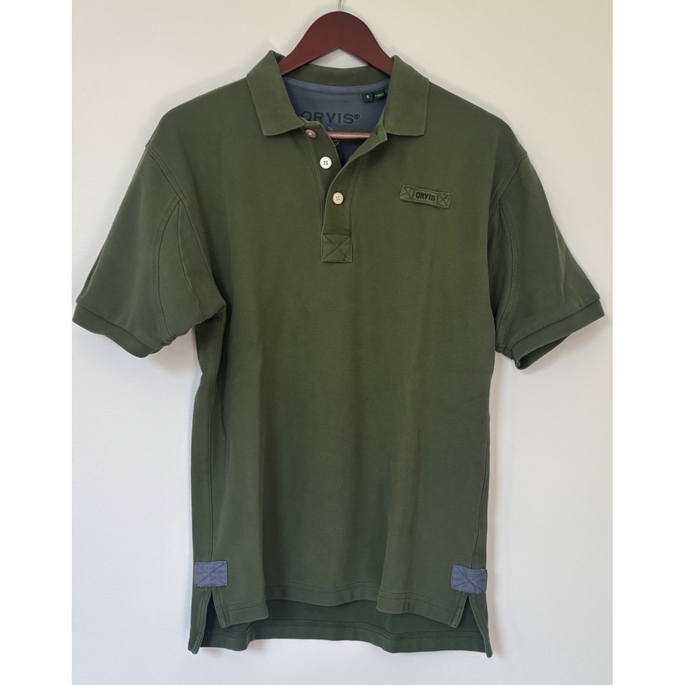 Orvis Fishing Polo Shirt Mens Tag Size Small Green 100% Cotton